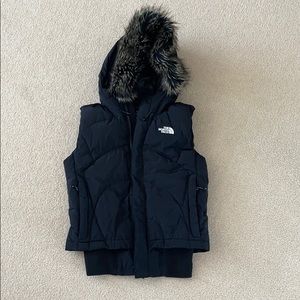 North Face Puffer Vest with Faux Fur Trim